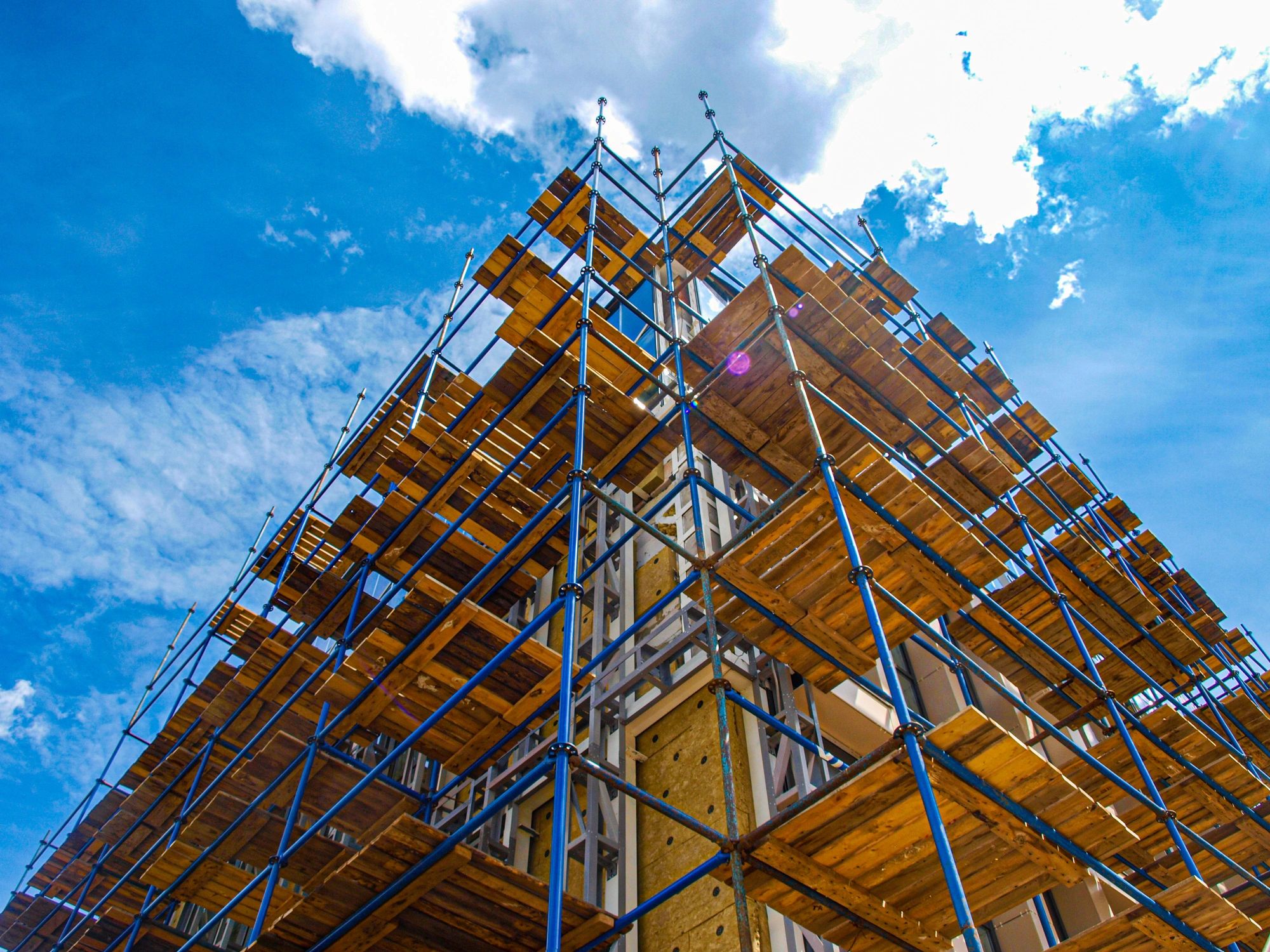 Scaffolding on a building at a construction site