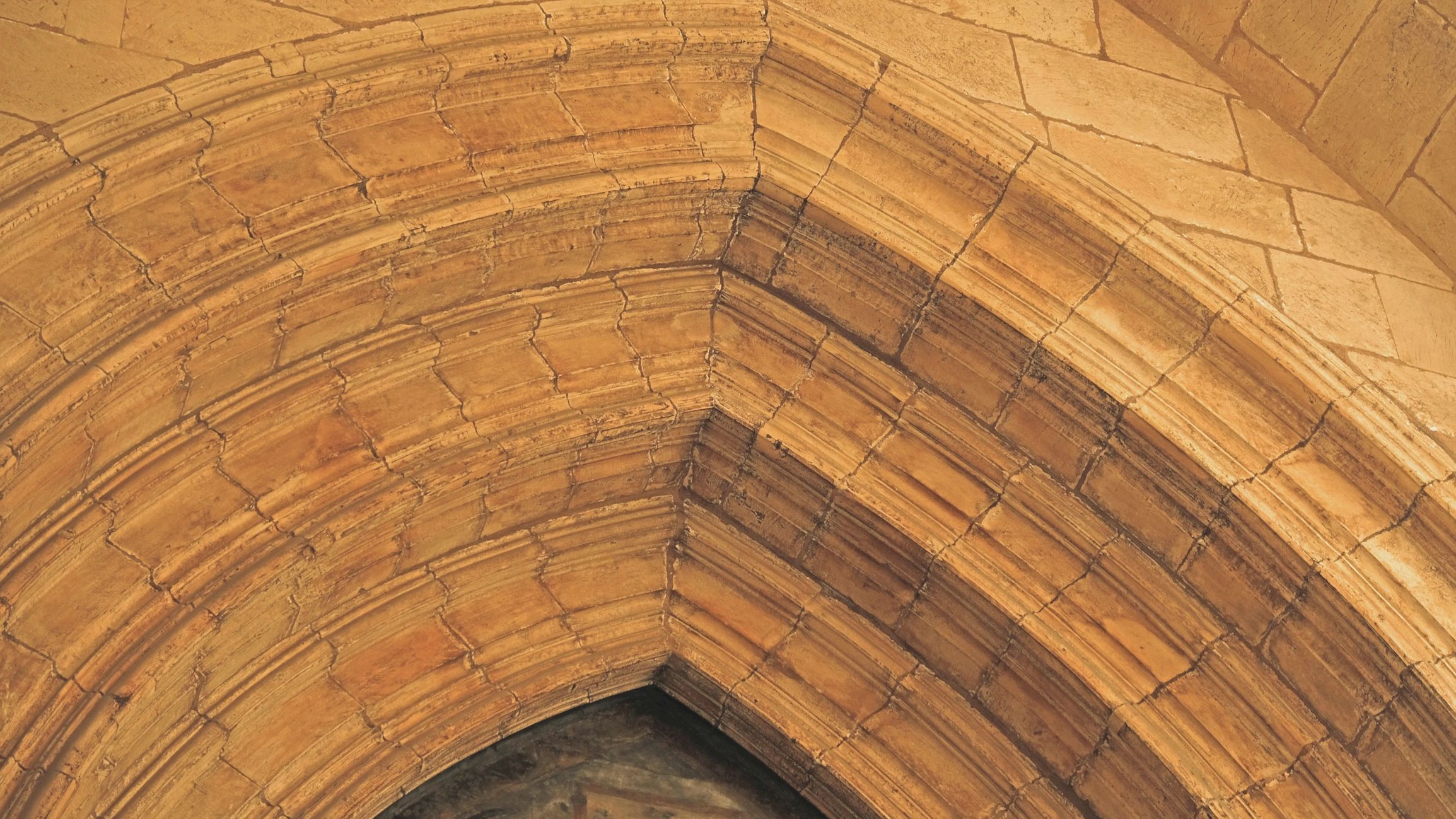 Close-up of a gothic stone arch detail